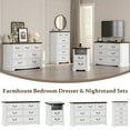 thumbnail image 7 of FANRAL Farmhouse Nightstand with Charging Station,2 Drawer Wood End Table,Small Side Bedside Table for Bedroom,White Nightstand, 7 of 7