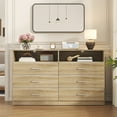 thumbnail image 3 of Winkalon 6 Drawers Dresser,Modern Storage Tower Dressers and Chests 2 Open Cubby,Large Organizer for Bedroom,Light Oak, 3 of 9