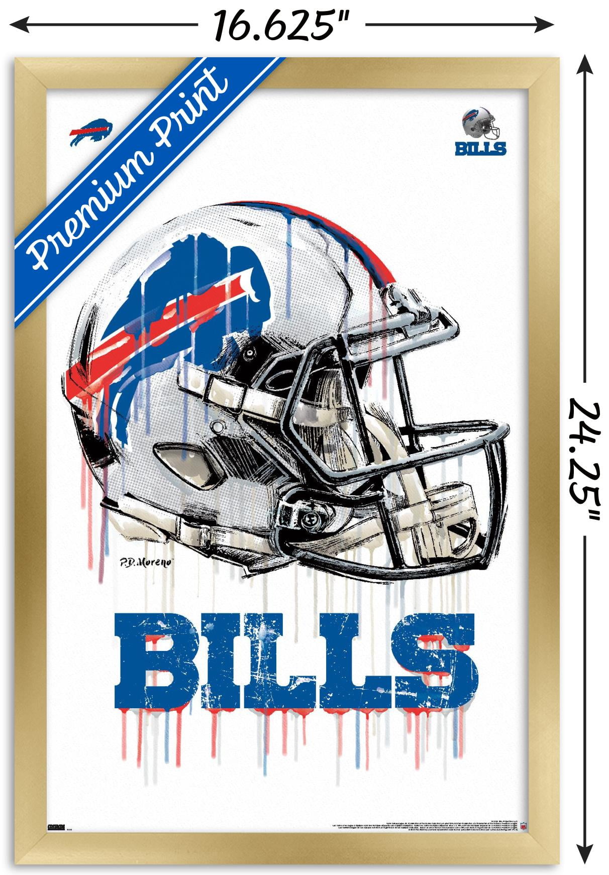NFL Buffalo Bills - Drip Helmet 20 Wall Poster, 14.725" x 22.375", Framed