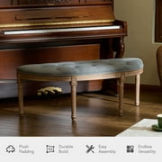 Bestco Linen Upholstered Bench for Entryway Bedroom 49" Long Half Moon Piano Seat Gray