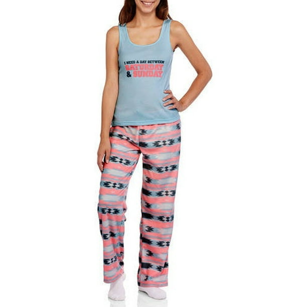 Body Candy Juniors' Knit Pajama Tank Top with Luxe Fleece Sleep Pant