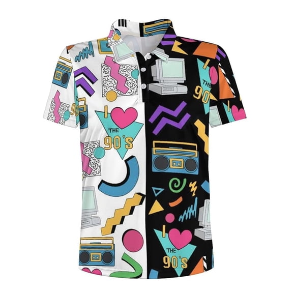 Trendfront Womens 90s Retro Print Polo Shirt Lapel Neck Fashion Short Sleeve Tops Summer Casual T-Shirts Relaxed Fit Tee Stylish Sport Shirt