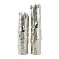 CosmoLiving by Cosmopolitan 18", 15"H Tree Trunk Inspired Silver Aluminum Vase, Set of 2