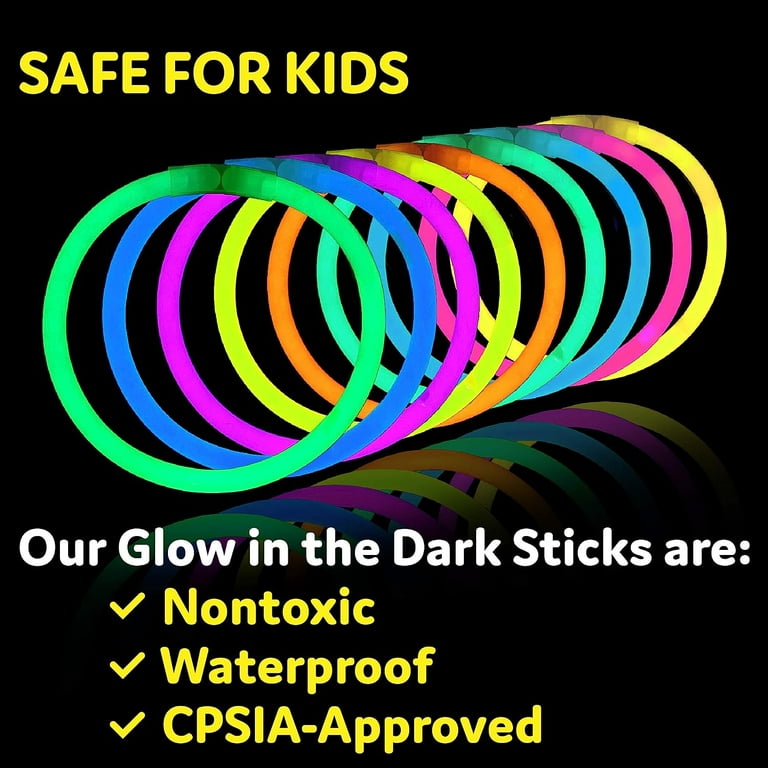 8 Inch Glow in the Dark Light Up Sticks Party Favors, Glow Sticks Party  Supplies 100pk - Glow Party Decorations, Neon Party Glow Necklaces and Glow  Bracelets with Connectors 