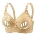 thumbnail image 3 of THDHVS Womens Plus Size Bras,Wireless Bras for Women,Lady's Lace Flower Gathered Together Large Size Daily Bra Underwear No Rims Beige 42, 3 of 4