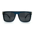 thumbnail image 4 of Polarized Mens Flat Top Horn Rim Plastic Rectangle Mogul Sunglasses Blue - Black, 4 of 7