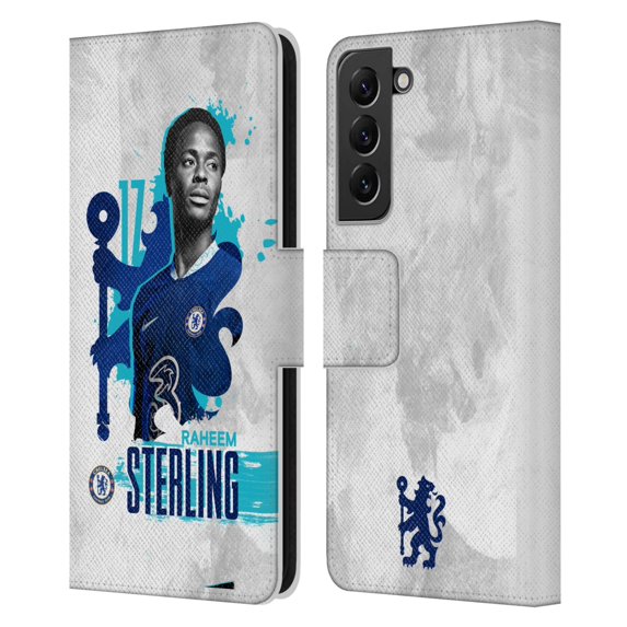 Head Case Designs Officially Licensed Chelsea Football Club 2022/23 First Team Raheem Sterling Leather Book Wallet Case Cover Compatible with Samsung Galaxy S22+ 5G