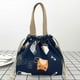 thumbnail image 1 of Mini bolsa de almuerzo reutilizable, pequeña y bonita, con cordón, ideal para niñas y mujeres, con diseño de gato azul., 1 of 5