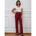 thumbnail image 3 of Sexy Dance Womens Stretchy Dresses Pants Casual Work Slacks Business Button Front Workwear Straight Leg Bootcut Yoga Trousers, 3 of 11