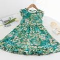 thumbnail image 2 of Bovxnpu Summer Girls Dresses, Girls Cotton Dress with Ruffle Sleeves, Flying Sleeves Cotton Silk Skirt Thin Children's Baby Cool Floral Dress 10 Years, 2 of 2