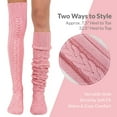 thumbnail image 2 of allydrew Cable Knit Over the Knee Thigh High Winter Boot Socks, Pink, 2 of 4