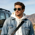 thumbnail image 3 of KANASTAL Aviator Sunglasses Polarized for Men Women, Sping Hinge Silver Frame Shades Sun Glasses Retro Driving Summer Vacation Beach Gradient Green Lens, 3 of 7