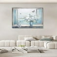 thumbnail image 4 of Flower Canvas Art Flower Picture Bathroom Wall Decor Fraemd Floral Painting Vintage Artwork for Living Room Office Home Decoration Gallery Wrapped Ready to Hang(Flower-3,12.00"x18.00"), 4 of 6