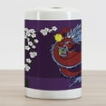 thumbnail image 2 of Dragon Ceramic Toothbrush Holder, Japanese Style Inspired Drawing Fantasy Animal Cherry Blossoms Print, Decorative Versatile Countertop for Bathroom, 4.5" X 2.7", Dark Purple and Multicolor, 2 of 4