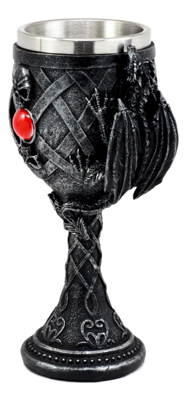 Ebros Legend Of The Thrones Dark Alchemy Blood Skulls Twin Dragons Wine Goblet Chalice 6oz Capacity