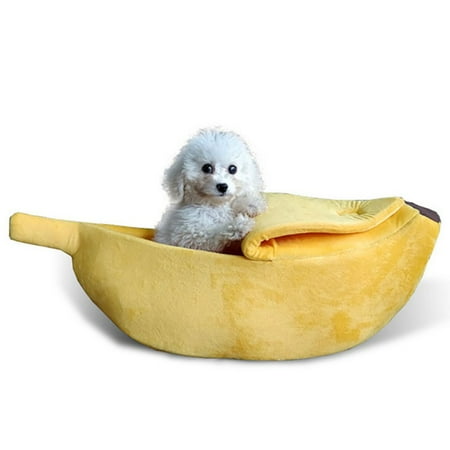 Pet Cat Dog Sofas Bed Banana Shape Kennel Nest Warm Sleeping Beds
