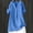 Blue, variant on Women's Half Button Henley Linen Tunic Shirt, Rollable Long Sleeve Dual Pocket Loose Oversized Top White S