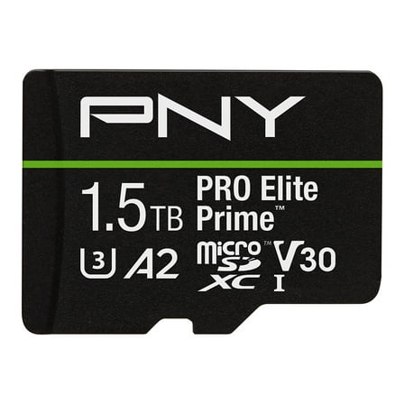 PNY 1.5TB PRO Elite Prime™ C10 U3 V30 A2 microSDXC Flash Memory Card – Ultra-Fast Speeds, Read 200MB/s, Write 150MB/s, 4K UHD, Full HD, UHS-I, For Smartphones, Drones, Action Cameras