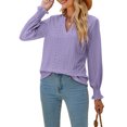 thumbnail image 3 of Aunavey Women's Long Sleeve Hollow Ruffle Sleeve T Shirt Eyelet Dressy Casual V Neck Tunic Tops Blouse, 3 of 7