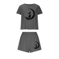 thumbnail image 3 of Feancey Cute Pajama Sets for Women Halloween Witch Print Pjs Shorts Set Short Sleeve Crewneck Sleepwear Holiday Casual Loungewear 2 Piece Outfits Gray M, 3 of 7