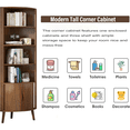 thumbnail image 6 of Oubayajia 66.73'' Tall Corner Cabinet, Modern Fluted Storage Cabinet with 2 Doors and 5 Storage Shelves, Space-Saving for Kitchen, Living Room, Study Room(Walnut), 6 of 9