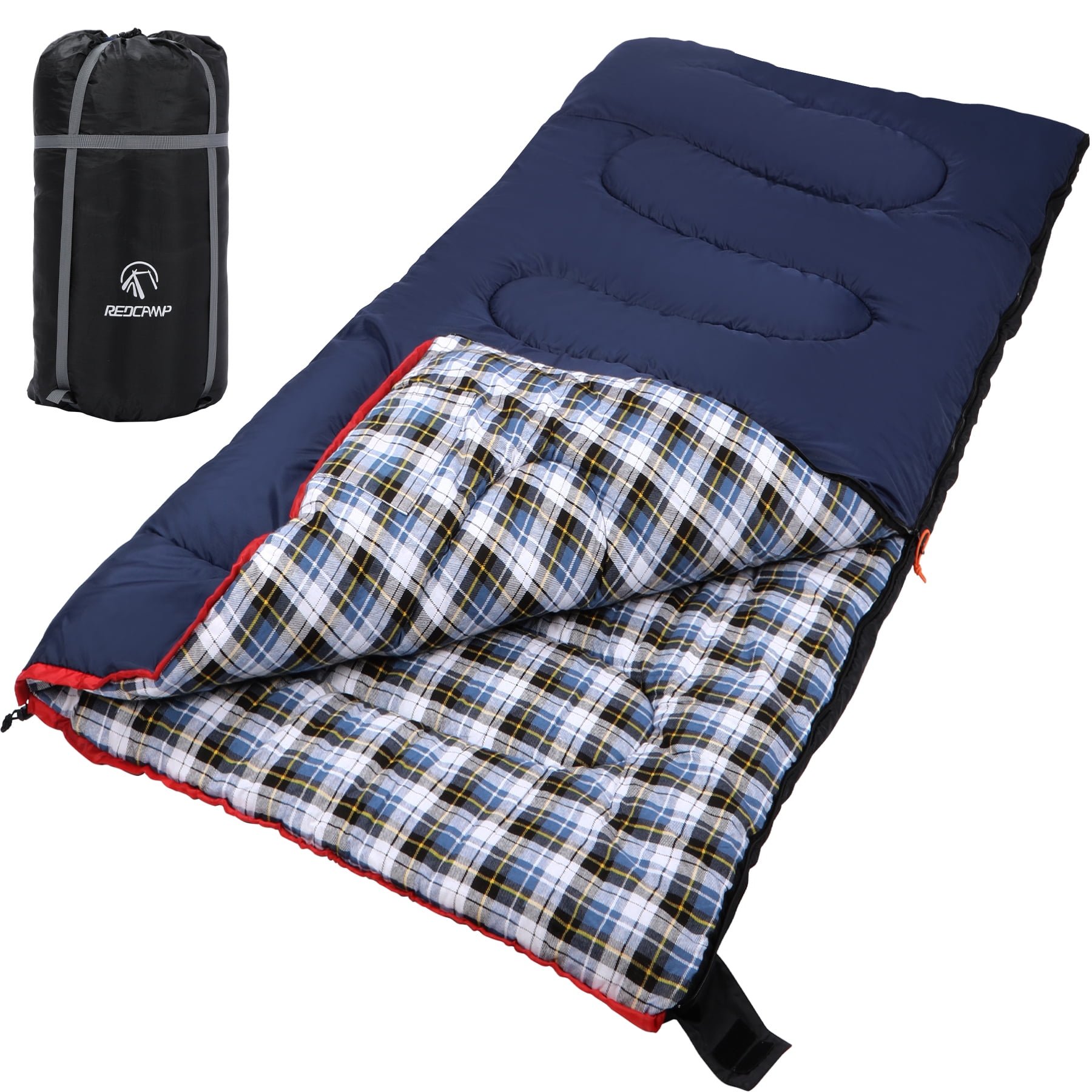 REDCAMP Cotton Flannel Sleeping Bag for Camping Backpacking, Adults Cold Weather Envelope Sleeping Bags with 2/3/4lbs Filling