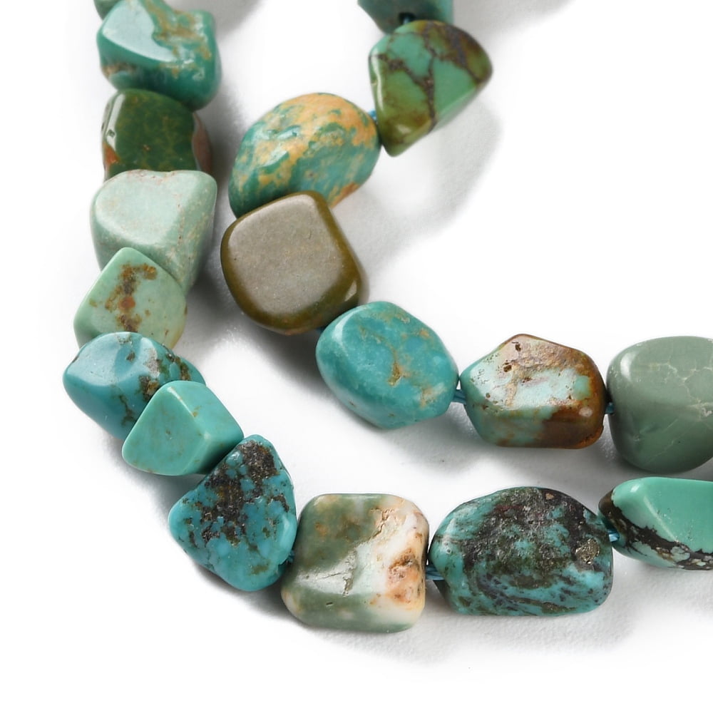 Natural Hubei Turquoise Beads Strands Nuggets Tumbled Stone 4.5~11.5x3~7x3.5~6mm Hole: 1.2mm about 48~68pcs/strand 15.35~15.94''(39~40.5cm)