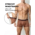 thumbnail image 3 of Ausing Men Low Rise Boxer Brief Breathable Seamless Underwear Soft Stretch Trunks Fashion Satin Shorts Panties XL Brown, 3 of 7