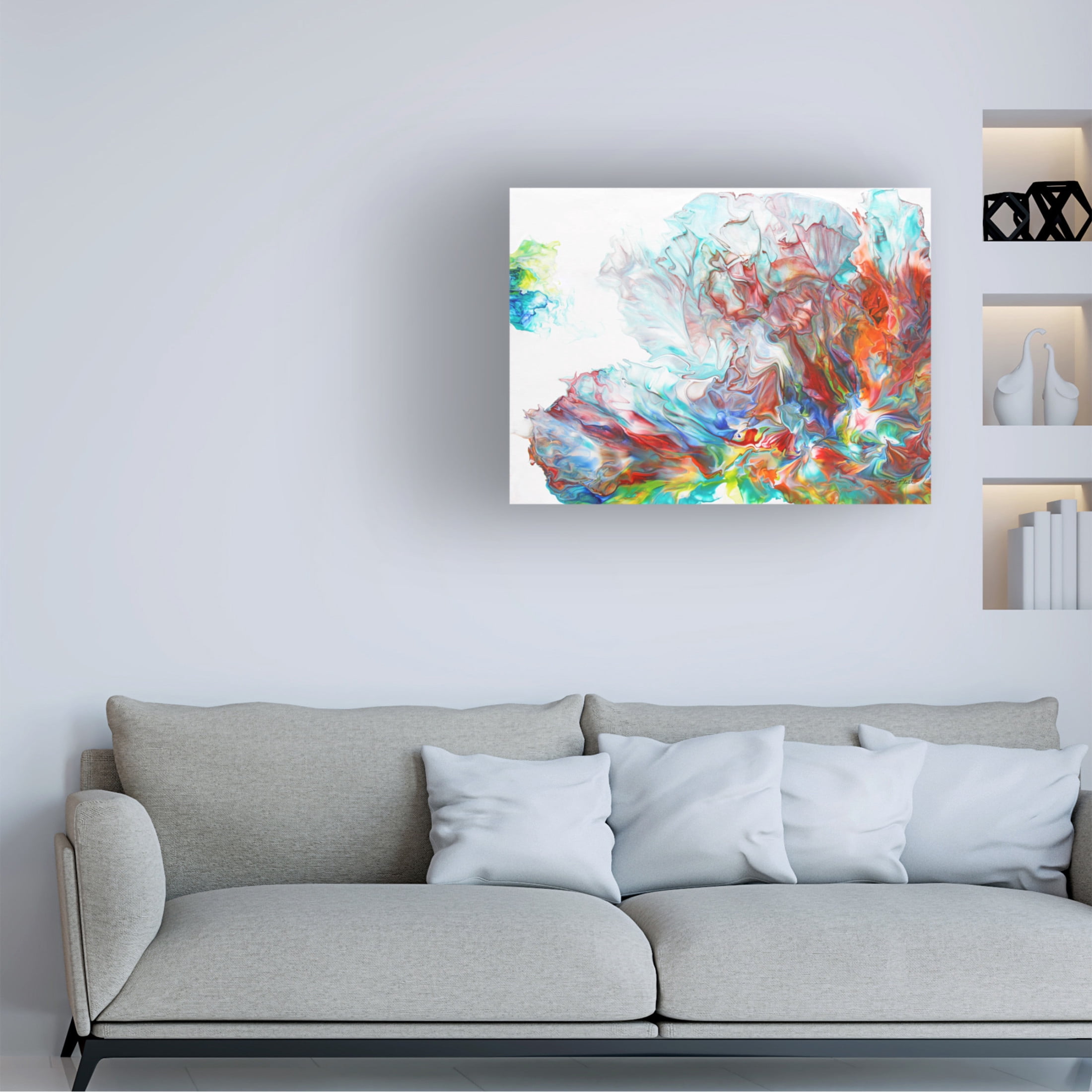 Canvas Wall Art - Jean Plout 'Abstract Pouring J' Wall Art for Living Room, Bedroom, or Office Décor by Trademark Fine Art - 47 x 35 Inches