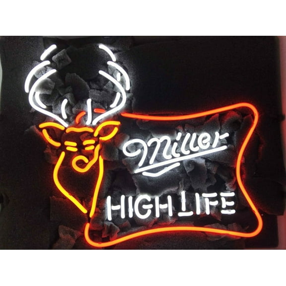 Queen Sense 20"x16" Millers High Life Deer Neon Sign Man Cave Handmade Neon Light 120MHLLD
