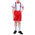thumbnail image 1 of VOAVEKE Costume Garçon, Tenues d'Été Garçons, Costume Décontracté Couleur Unie Été Costume de Performance Robe Formelle avec Nœud Papillon Ensembles Manches Courtes Col Rabattu Ensembles Rouge 7-8 Ans, 1 of 3