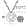thumbnail image 5 of HZMAN Mens Fashion Stainless Steel Fitness Gym Dumbbell Weight Plate Barbell Chain Pendant Necklace (Silver), 5 of 6