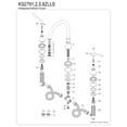 thumbnail image 5 of Kingston Brass KS2791ZLLS Silver Sage Double-Handle 3-Hole Widespread Kitchen Faucet in Polished Chrome, 5 of 7