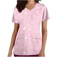 thumbnail image 2 of Zedker Easter T-Shirt - Women Fashion Casual Loose Easter Printed Pocket Short Sleeve V-Neck Nursing Uniform Top Pink XXXL, 2 of 6