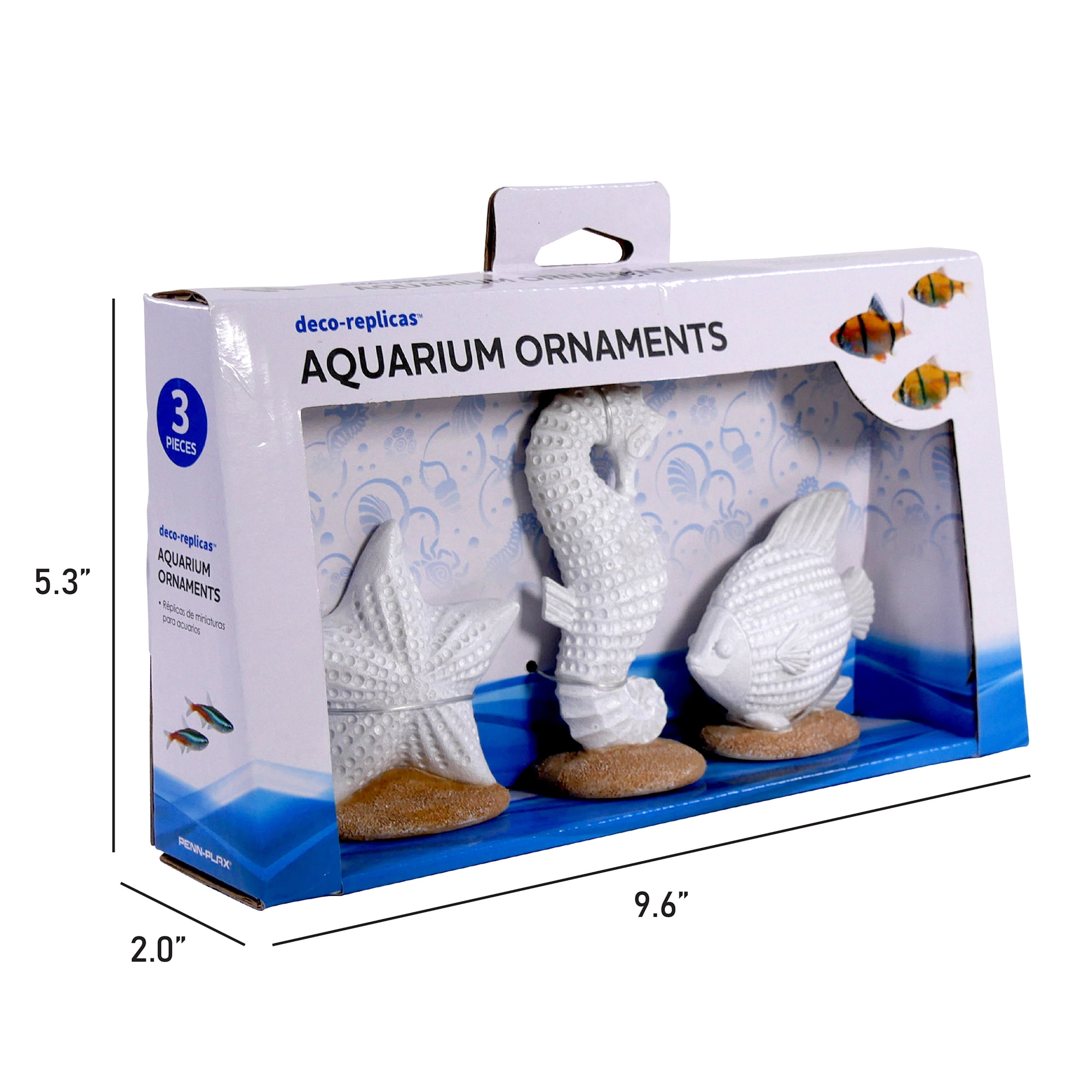 Penn-Plax 3 Piece Coastal Resin Kit  Aquarium Decor- Seahorse, Starfish, and Fish Ornaments - Small