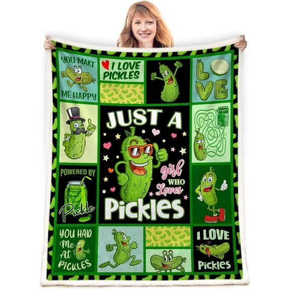 Pickle Blanket,Funny Pickle Gifts Blanket,Pickle Lover Gifts,Pickle Gifts for Pickle Lovers,Just a Girl Who Loves Pickles Blanket,Pickle Gift for Kids Women Girl,Pickles Blanket Gifts 60"X50"