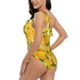 thumbnail image 4 of Haiem Yellow Limes Women's One Piece Swimsuits Tummy Control One Shoulder Bathing Suits Ruffle Swimwear-Medium, 4 of 8