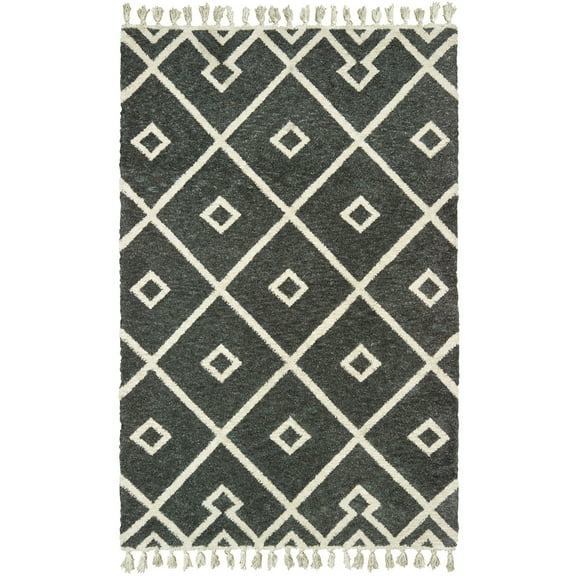 Sphinx Madison Area Rug 61407 Grey Tassels Diamond 3' 6" x 5' 6" Rectangle