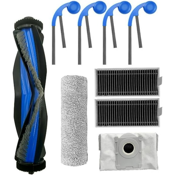 Spare Parts Accessories Kit Compatible With ECOVACS DEEBOT X9 Pro Omni/X9 Pro Vacuum Cleaner.Includes 1 Main Rubber,1 Normal Main,4 Side,and 1 Cleaning Brush,plus 2 Hepa Filters and 1 Dust Bags.