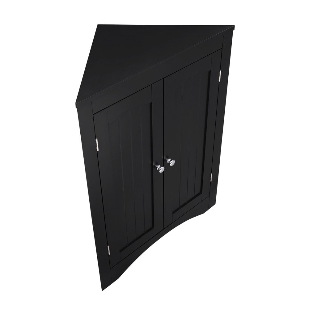 Hassch Corner Bathroom Storage Cabinet, Triangle Freestanding Floor Storage Cabinet with Adjustable Shelves and 2 Doors for Bathroom, Kitchen, Living Room or Bedroom (Espresso)