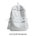 thumbnail image 6 of Striped Pattern Backpack Multi-Pocket Stylish Travel Rucksack Cute Stripe Print Daypack Outdoor Shopping Travel Backpack (Blue 420*300*140), 6 of 6