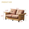thumbnail image 2 of Upholstered Loveseat, Linen Fabric Sofa with Faux Leather Arms, Modern Small Couch for Living Room, Red Brown, 2 of 6