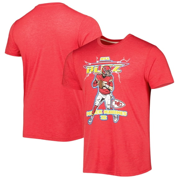 Unisex Homage Patrick Mahomes Heathered Heather Red Kansas City Chiefs NFL Blitz Player Tri-Blend T-Shirt