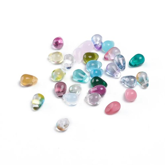 U8MO 10 Teardrop Beads Czech Assorted Purple Mermaid Tears Jewelry Supplies 6mm