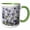 Green/White, variant on 3drose, Purple Flower Tree Jacaranda Against Bright Sky Spiral A, 11oz Two-tone Green Mug