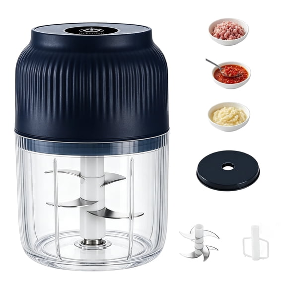 Electric Garlic Chopper, 13.53 Fl Oz Cordless Rechargeable Mini Food Chopper for Onion Ginger Vegetables with 6 Stainless Steel Blades