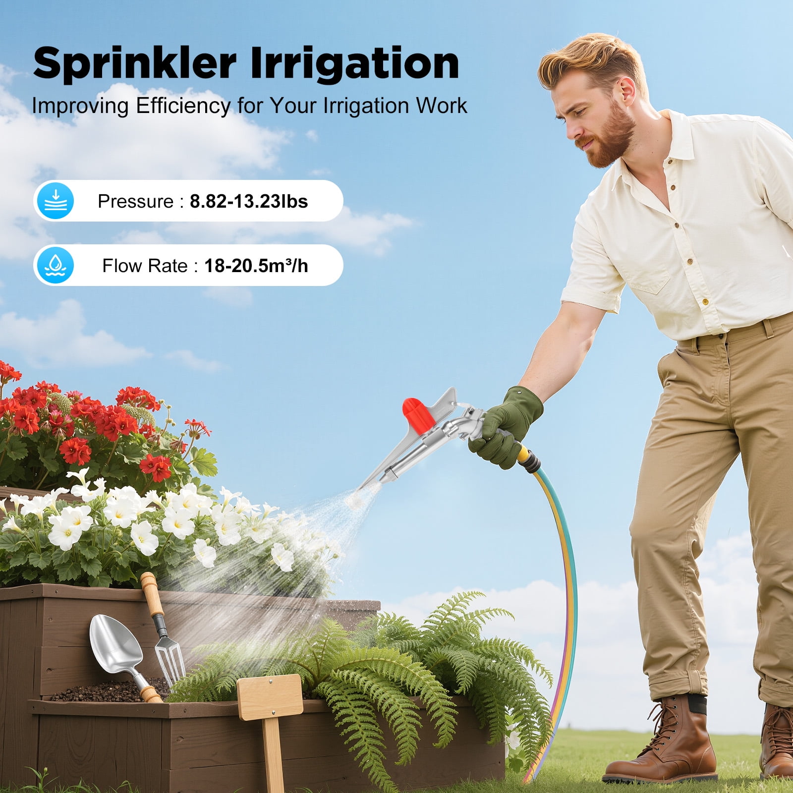 2 Inch Irrigation Spray Gun, 65-80M Large Impact Area 360 Adjustable Water Sprinkler for Large-Scale Agricultural Irrigation