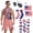 Style C, variant on American Flag Overalls Shorts for Men Women 4th of July Costume Red White and Blue American Flag Overalls