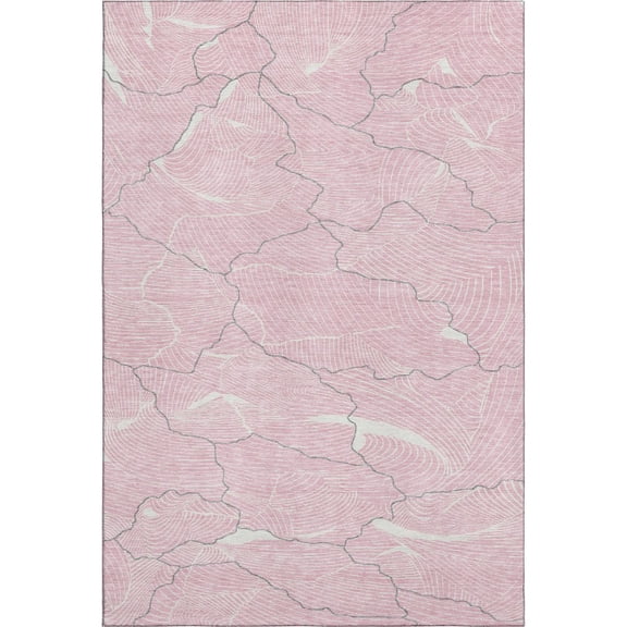 Addison Rugs Mayfield Premium Machine Washable Transitional Lines Pink Rectangle Rug, 10' x 14'