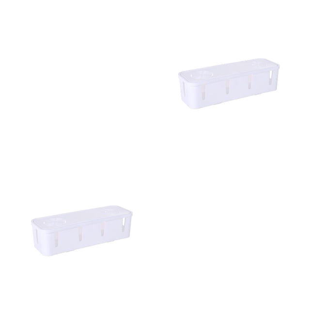 Kearding Toma de corriente de Cable eléctrico, caja de almacenamiento con tapa, reutilizable, a prueba de golpes, a prueba de polvo, Blanco 2Conjunto